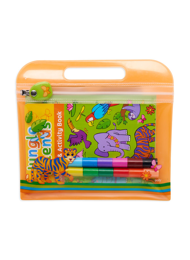 Ooly - 138-015 - Mini Traveler Coloring & Activity Kit – Jungle Friends