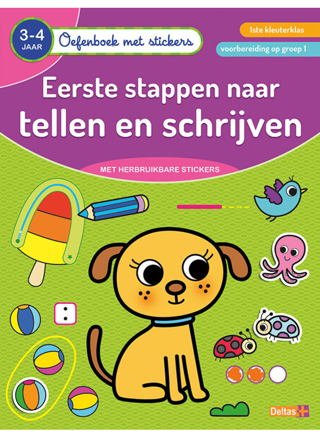 Oefenboek met stickers - Eerste stappen naar tellen en schrijven (3-4 jaar)