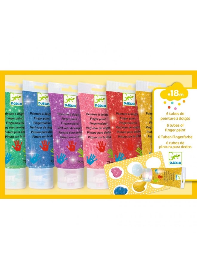 6 Tubes of Finger Paint - Glitter - DJ09017