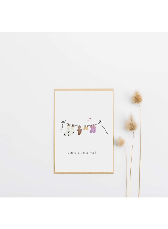Kaart - Welcome little one (waslijn zwart) A131