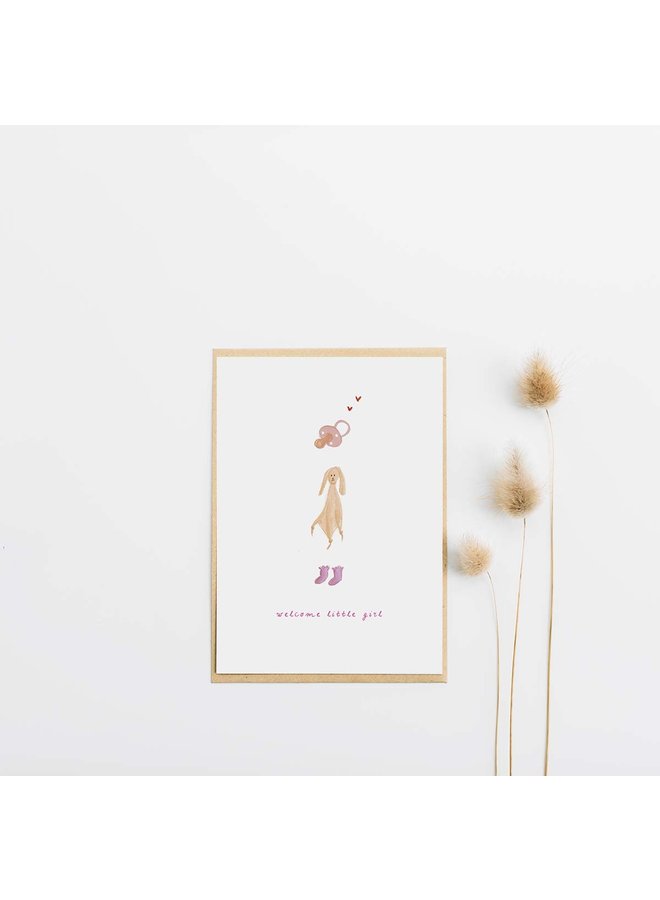 Nadine Illustraties - Kaart - Welcome Little Girl - A087