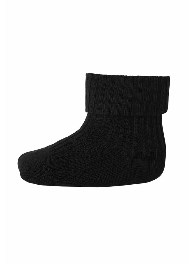 Cotton Rib Baby Socks - 8 - Black