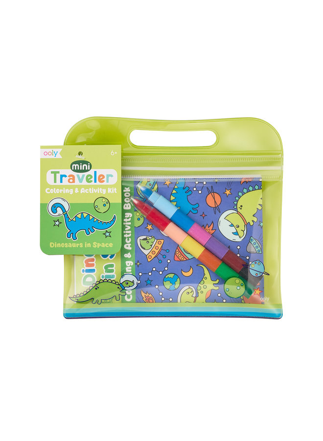 Ooly - 138-012 Mini Traveler Coloring & Activity Kit - Dinosaurs in Space