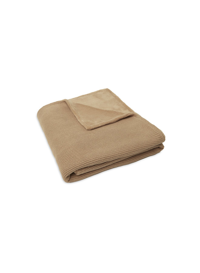 Deken Ledikant 100x150cm - Basic Knit Biscuit/Fleece