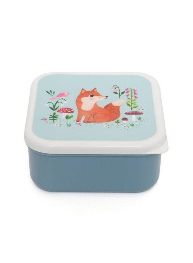 Petit Monkey - Lunchbox Set - Woodland stone blue