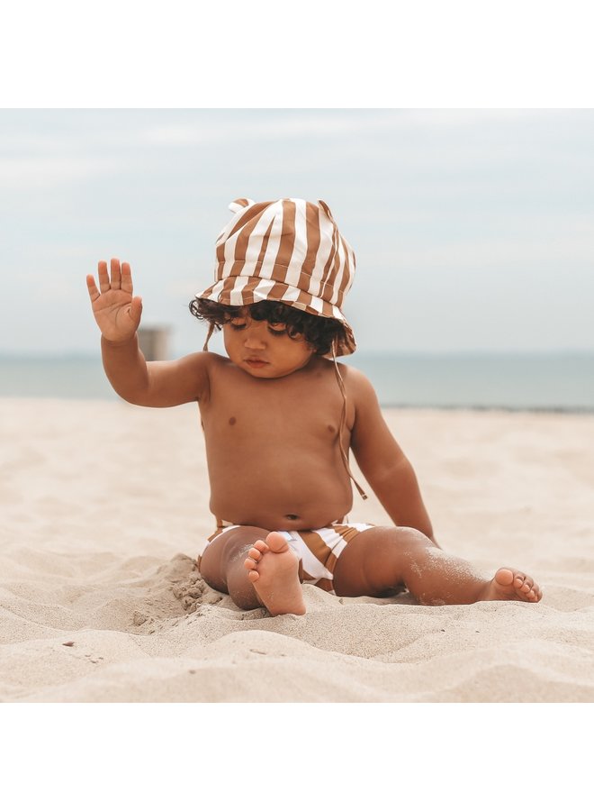 Salted Stories - Sun Hat Sidney Bold Stripes - Brown Sugar