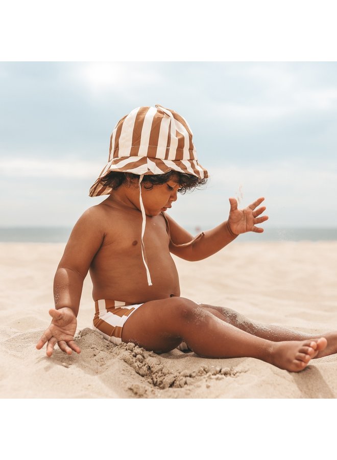 Salted Stories - Sun Hat Sidney Bold Stripes - Brown Sugar