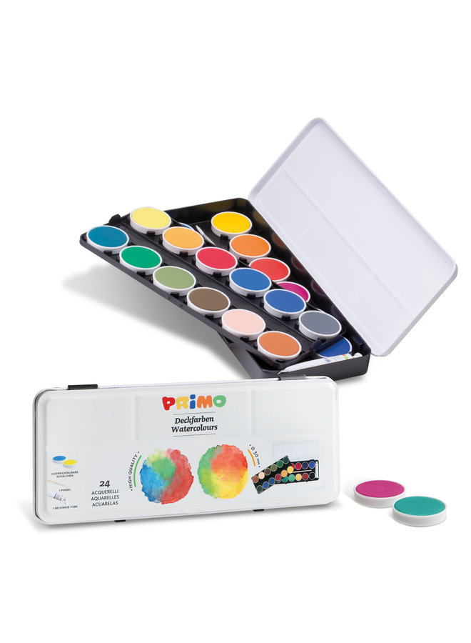 Primo - Aquarelverf blik ø30mm (24 kleuren)