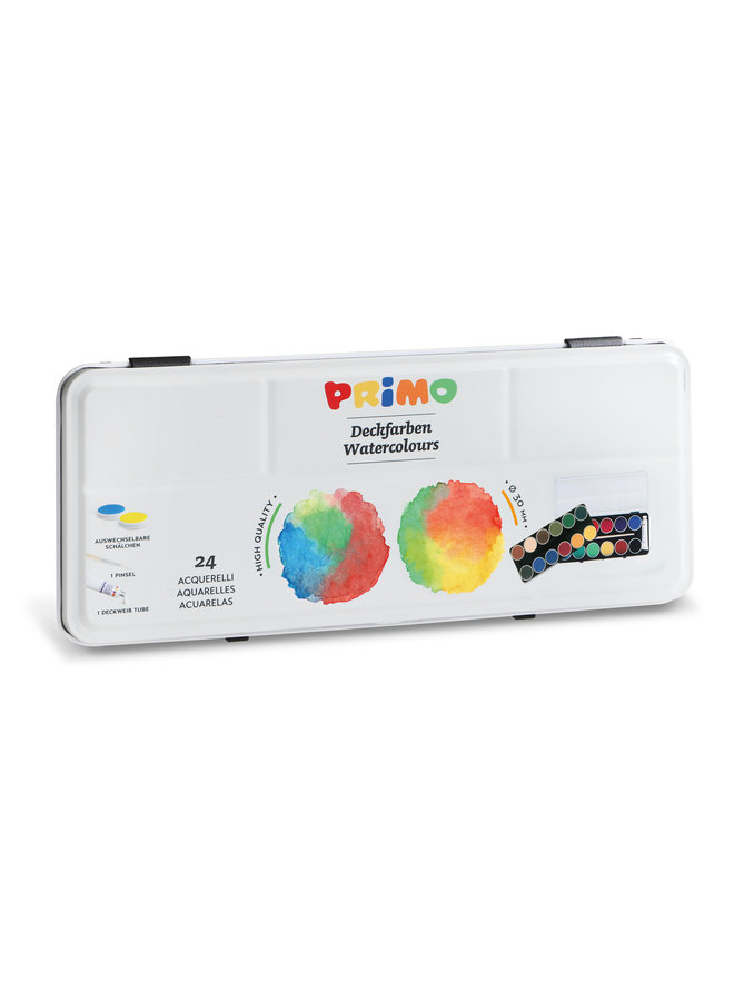 Primo - Aquarelverf blik ø30mm (24 kleuren)