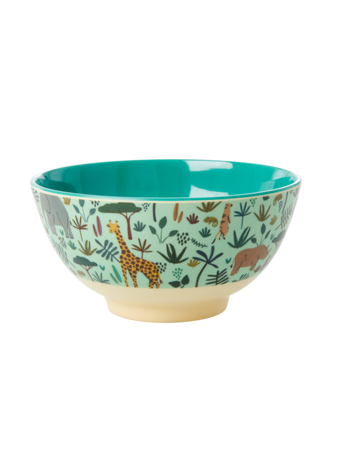 Melamine Kom - Groen - Jungle Animals Print - Medium