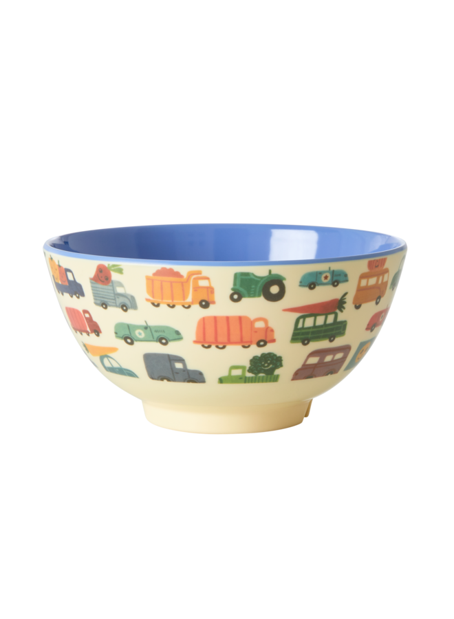 Melamine kom met happy cars print - medium