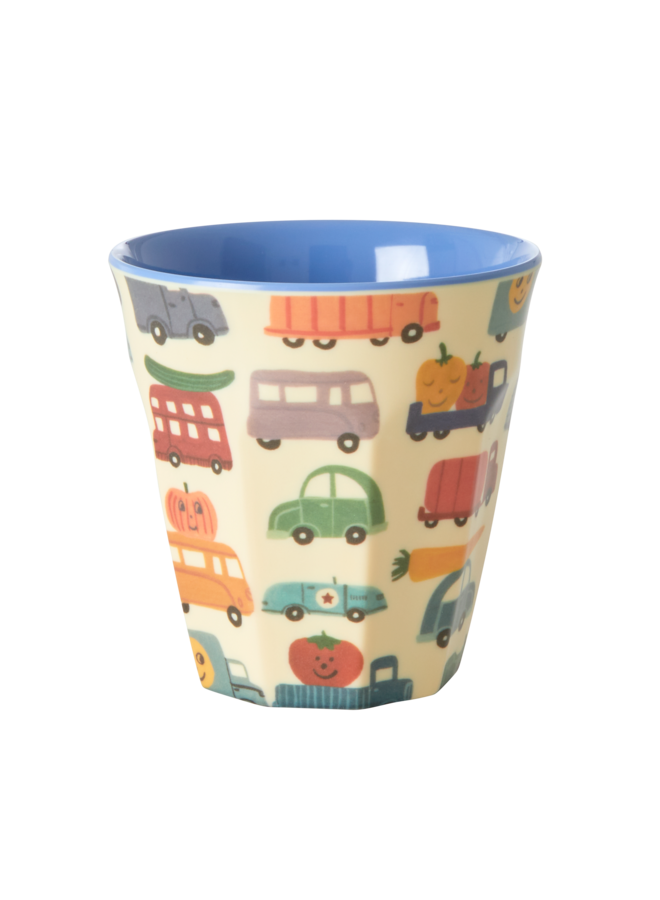 Melamine beker met happy cars print - medium