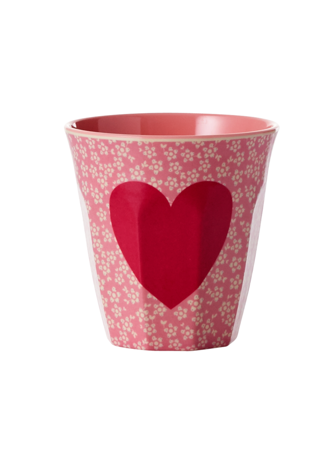 Melamine beker met heart print - medium