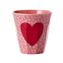 rice - Melamine beker met heart print - medium