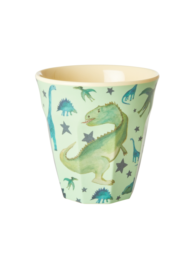 Medium melamine beker - Salie groen dino print