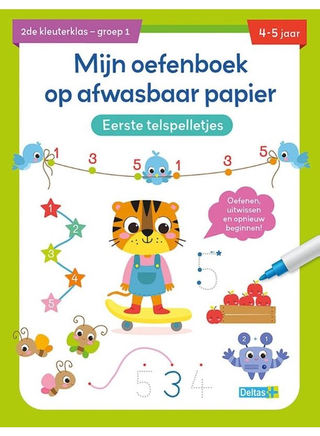 Deltas - Mijn oefenboek op afwasbaar papier eerste telspelletjes (4/5j)