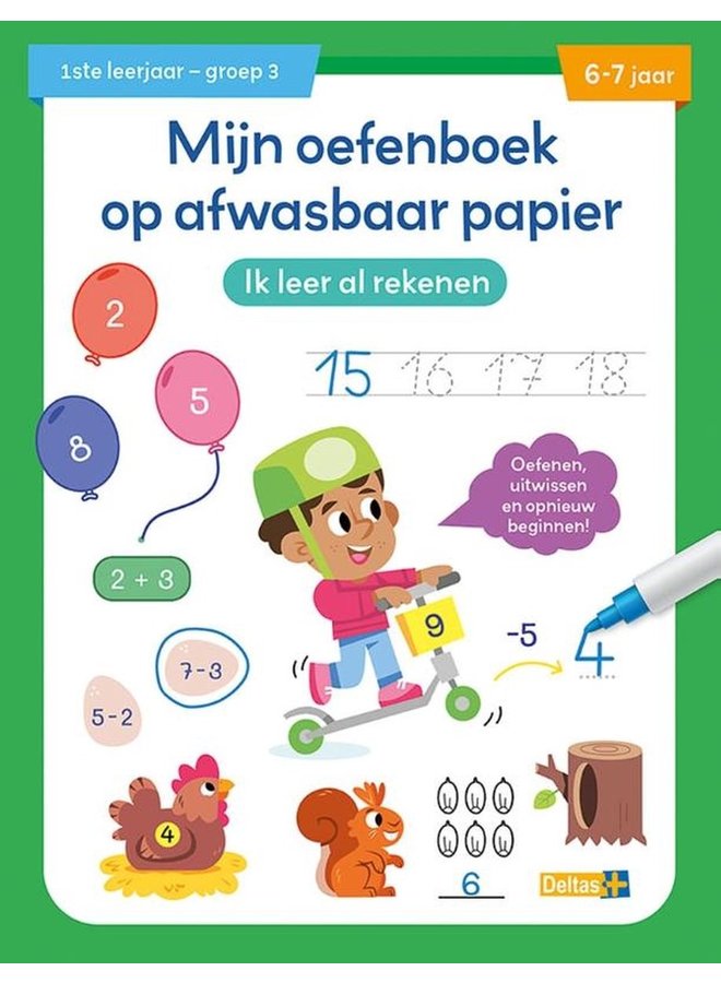 Deltas - Mijn oefenboek op afwasbaar papier ik leer al rekenen (6/7j)