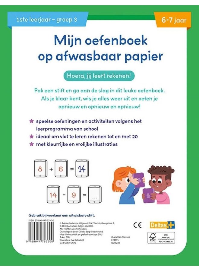 Deltas - Mijn oefenboek op afwasbaar papier ik leer al rekenen (6/7j)