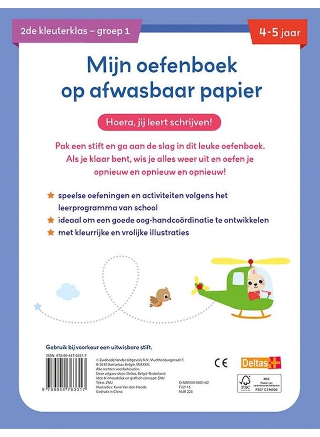 Deltas - Mijn oefenboek op afwasbaar papier eerste schrijfspelletjes (4/5j)