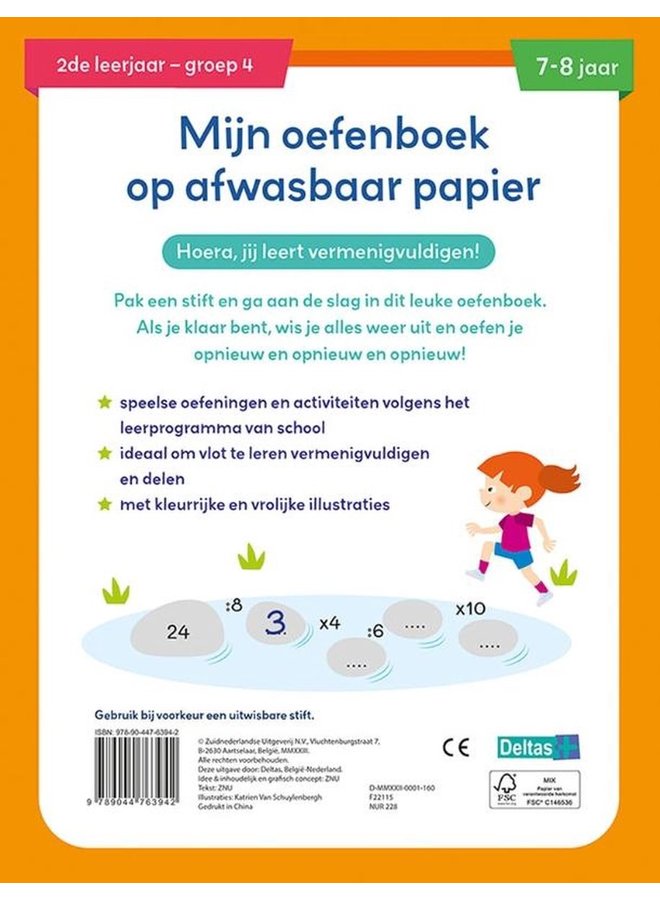 Deltas - Mijn oefenboek op afwasbaar papier tafels van vermenigvuldiging (7/8j)