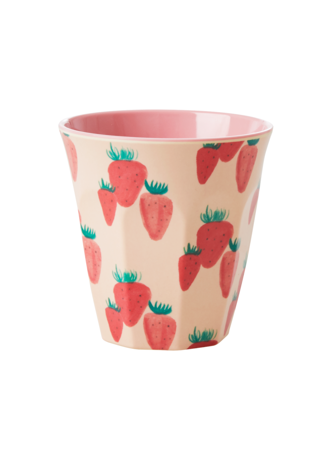 Melamine beker met strawberry print - medium