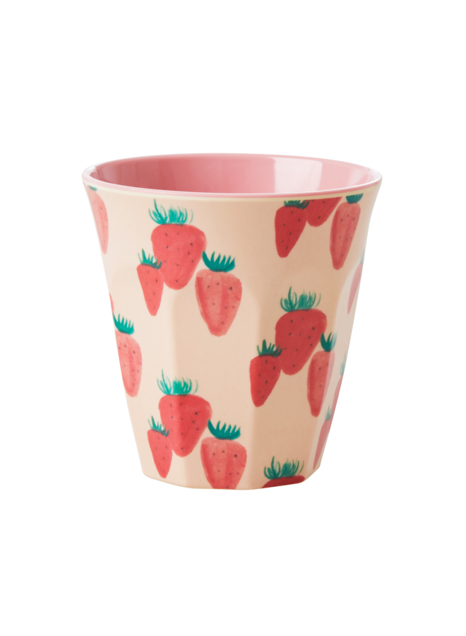 rice - Melamine beker met strawberry print - medium
