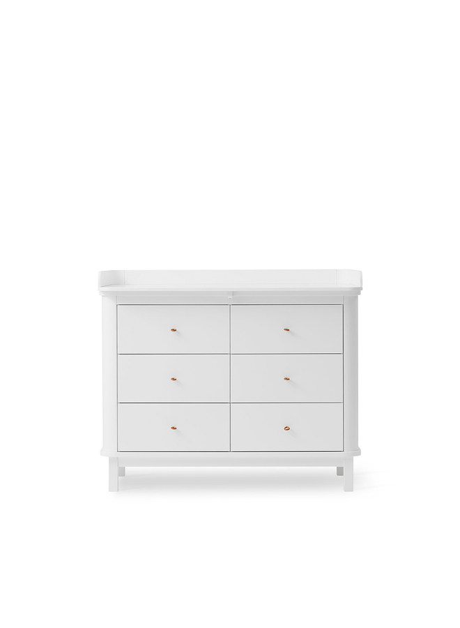Nursery dresser 6 drawers w. large top, white