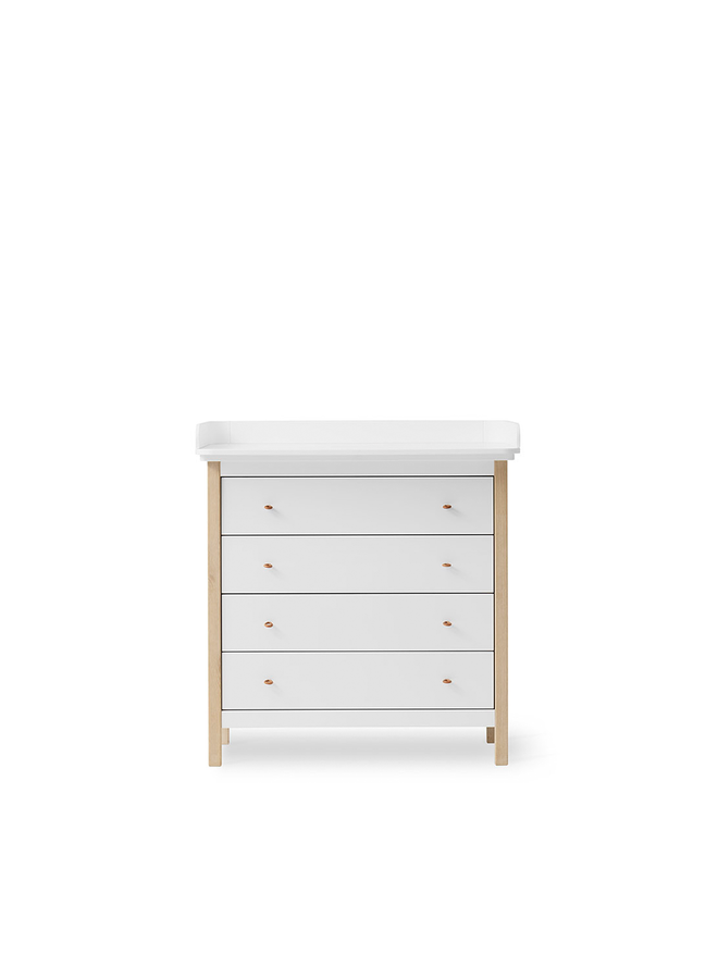 Oliver Furniture - Nursery dresser 4 drawers with nursery top, white/oak