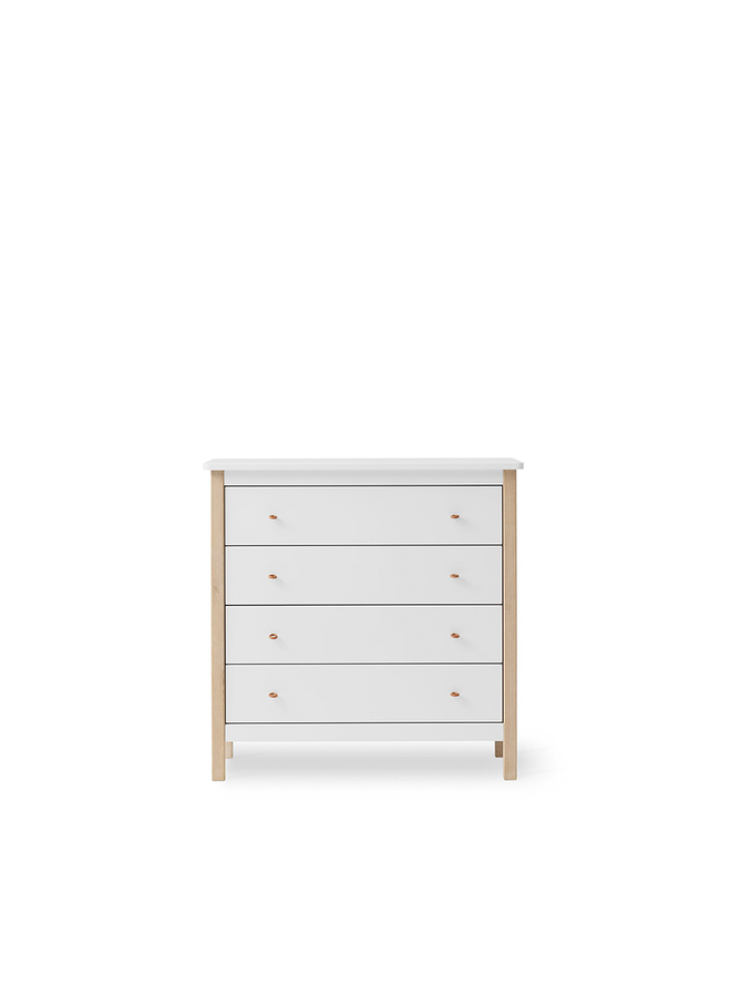 Dresser 4 drawers, white/oak