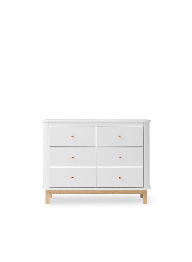 Dresser 6 drawers, white/oak