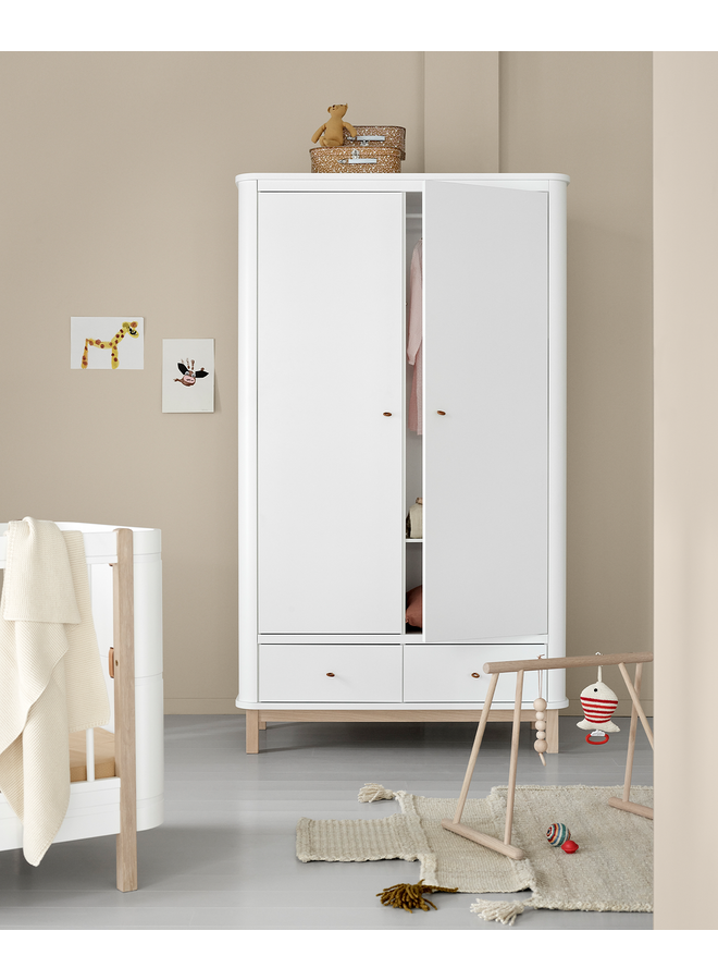 Oliver Furniture - Wardrobe 2 doors, white/oak