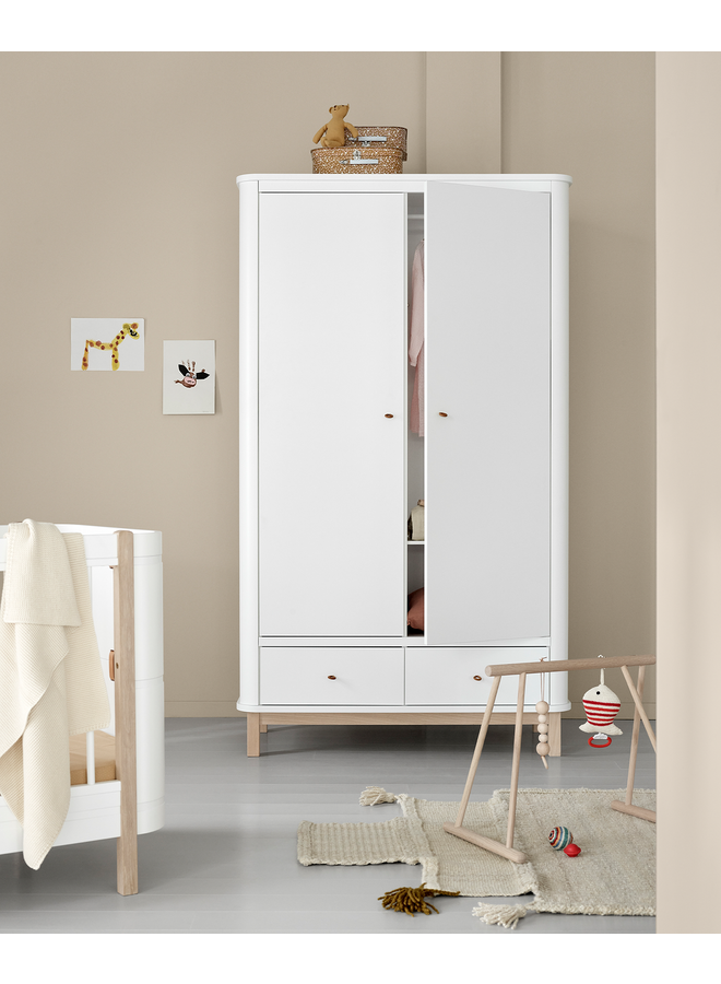 Wardrobe 2 doors, white/oak