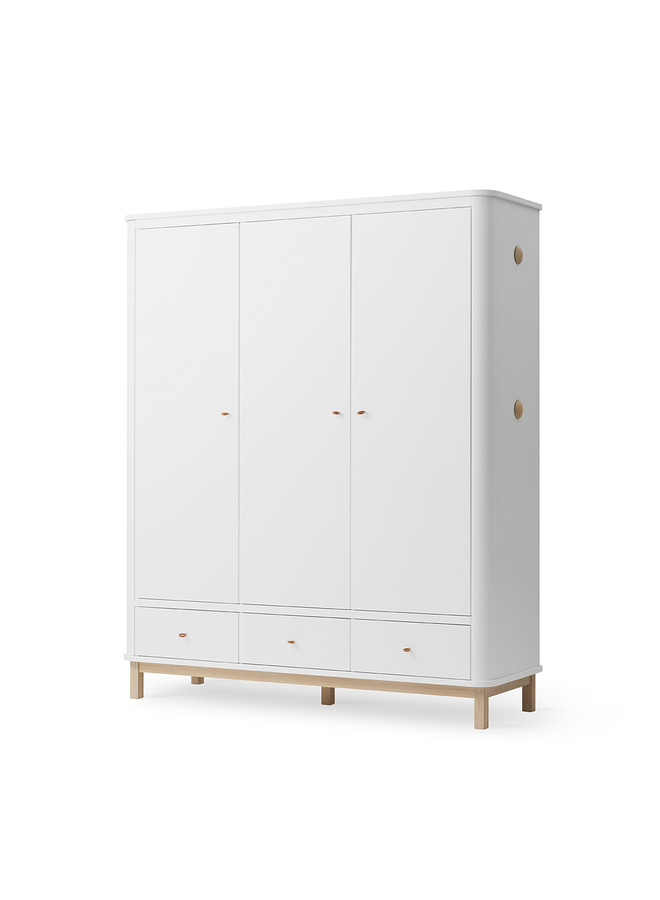 Oliver Furniture - Wardrobe 3 doors, white/oak