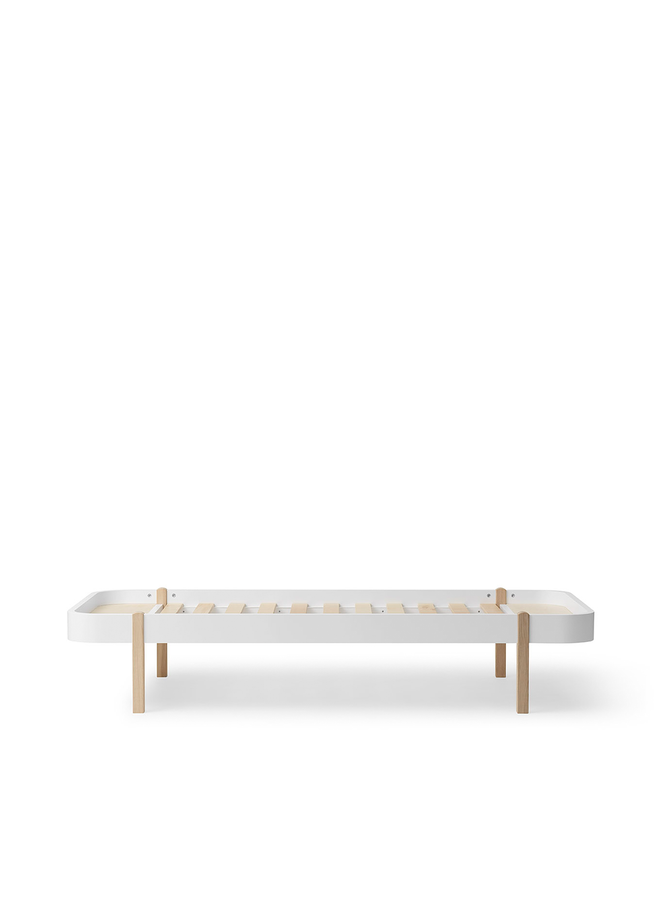 Lounger bed, 90x200 cm, white/oak