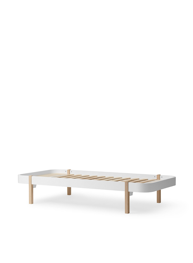 Oliver Furniture - Lounger bed, 90x200 cm, white/oak