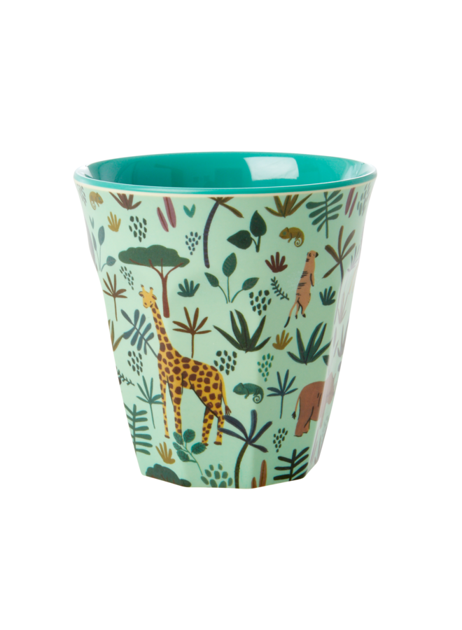 Melamine beker all over print jungle groen - medium