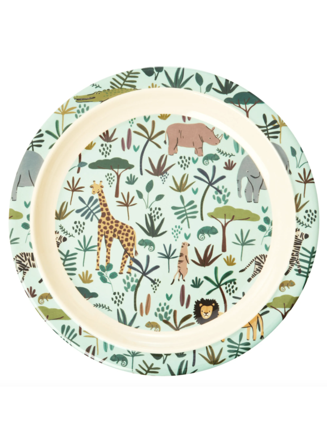 Melamine kids lunch bord all over print jungle groen