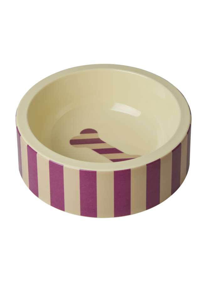 rice - Rond melamine huisdieren kom - multicolor - striped bone print