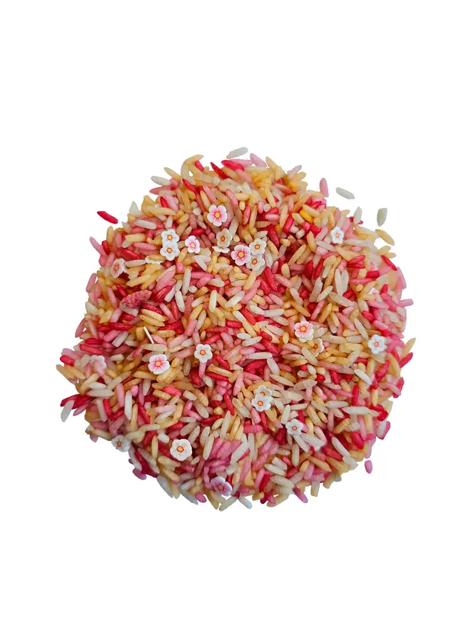 Speelrijst - pink flower mix 500 gram