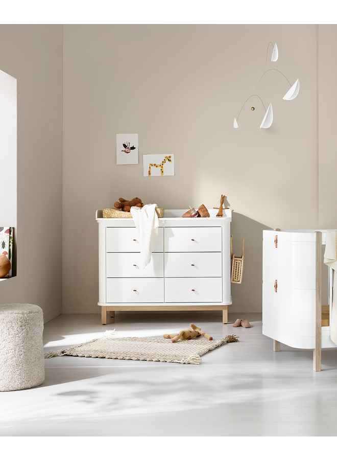 Oliver Furniture - Nursery dresser 6 drawers w. large top, white/oak