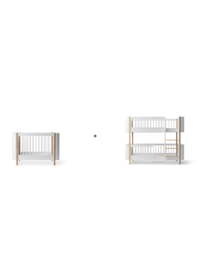 Conversion Kit - Mini+ cot bed incl. junior kit to low bunk bed white/oak