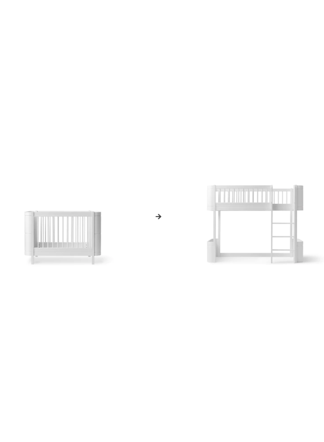 Conversion Kit - Mini+ cot bed incl. junior kit to low loft bed white