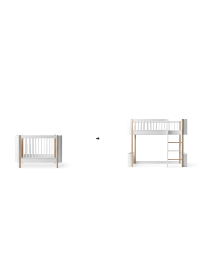 Conversion Kit - Mini+ cot bed incl. junior kit to low loft bed white/oak