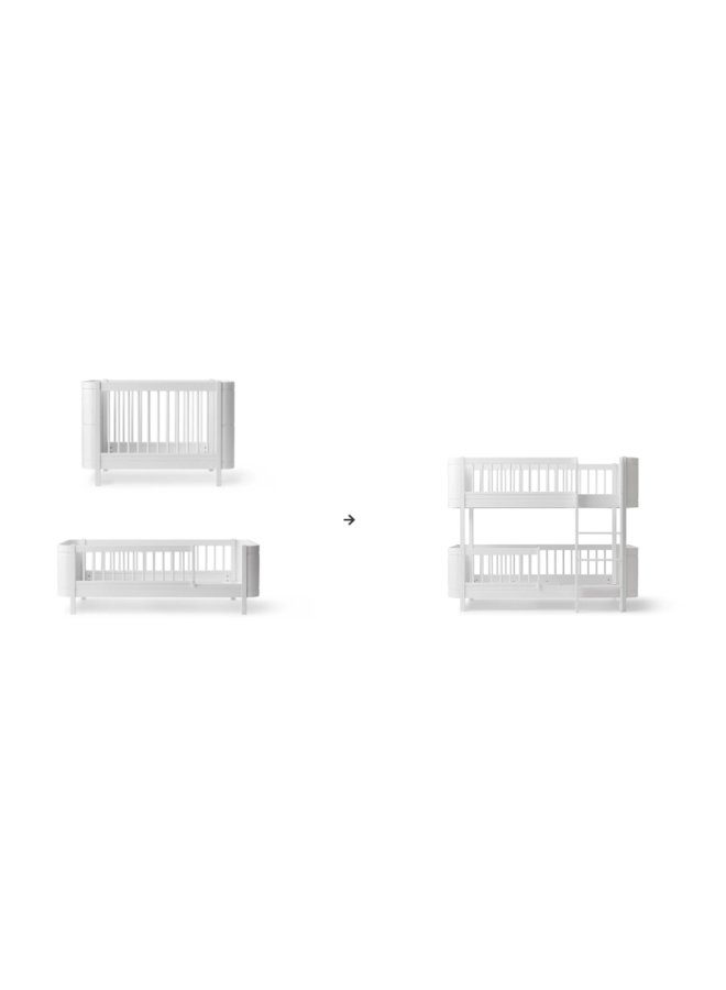 Oliver Furniture - Conversion Kit - Mini+ cot bed incl. junior kit & sibling kit to low bunk bed white