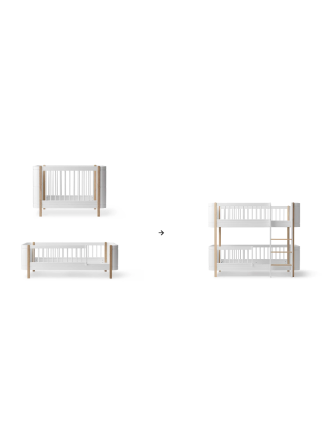 Conversion Kit - Mini+ cot bed incl. junior kit & sibling kit to low bunk bed white/oak
