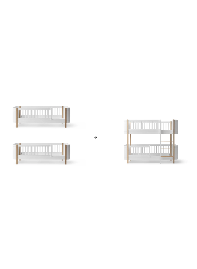 Conversion Kit - Mini+ 2 junior beds to low bunk bed white/oak