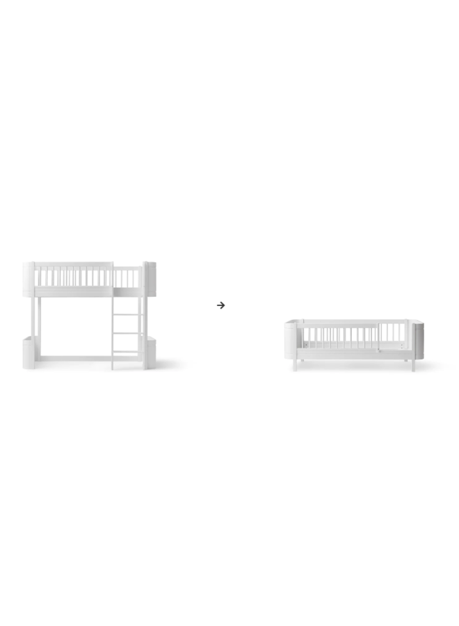 Conversion Kit - Mini+ low loft bed to junior bed white