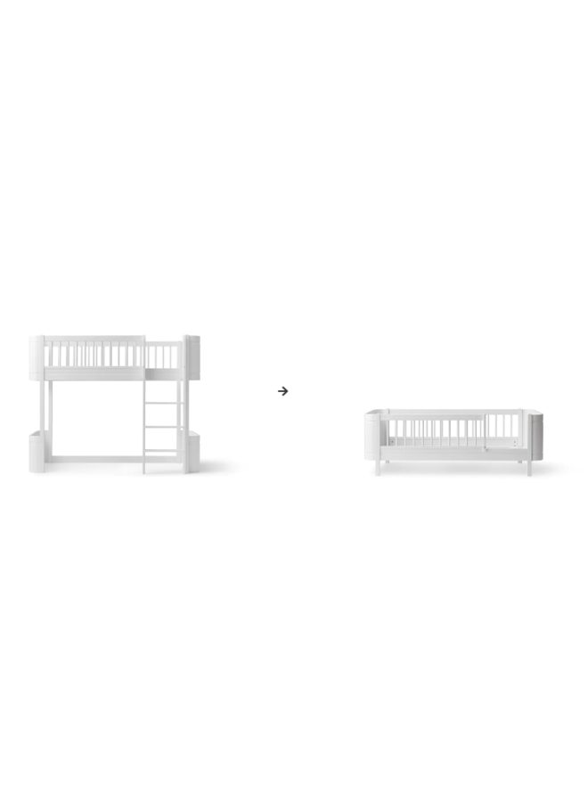 Oliver Furniture - Conversion Kit - Mini+ low loft bed to junior bed white