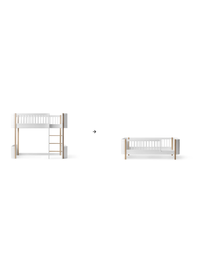 Conversion Kit - Mini+ low loft bed to junior bed white/oak