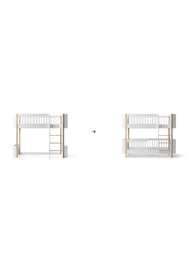 Conversion Kit - Mini+ low loft bed to low bunk bed white/oak